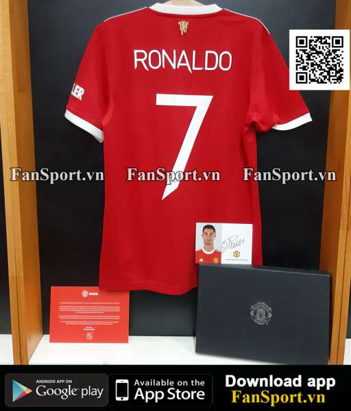 Box áo & ảnh chữ ký Ronaldo Manchester United 2021 2022 shirt jersey