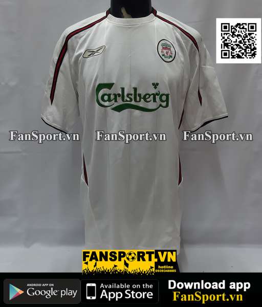 Áo đấu Liverpool 2003 2004 2005 away white shirt jersey Reebok