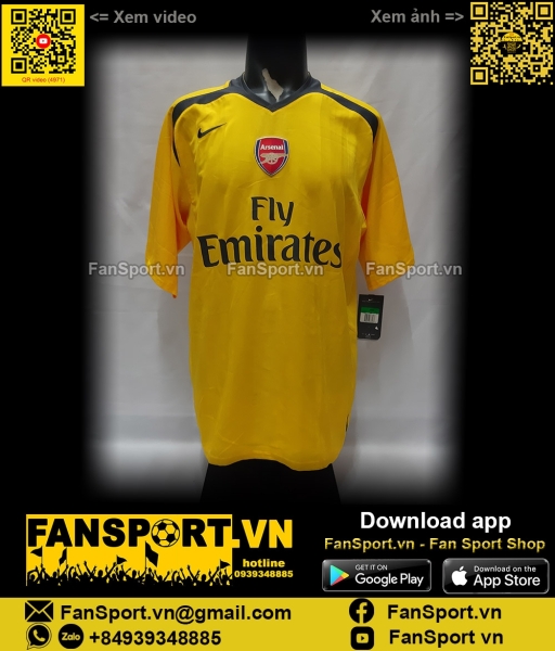 Áo đấu Arsenal 2006-2007 away shirt jersey yellow 195581 Nike BNWT