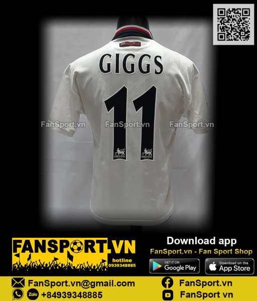 Áo Giggs 11 Manchester United 1997 1998 1999 away shirt jersey white