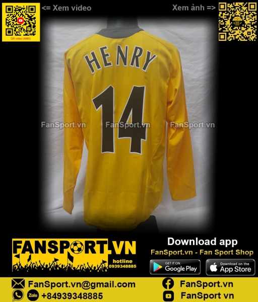 Áo đấu Arsenal 2005-2006 away shirt jersey yellow long sleeves Nike