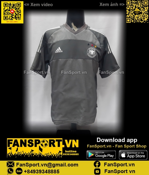 Áo đấu Đức Germany 2002 2003 away shirt jersey grey Adidas xám bóng đá