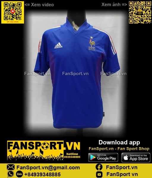 Áo đấu France 2002 2003 2004 home shirt jersey blue Adidas 298742 Pháp