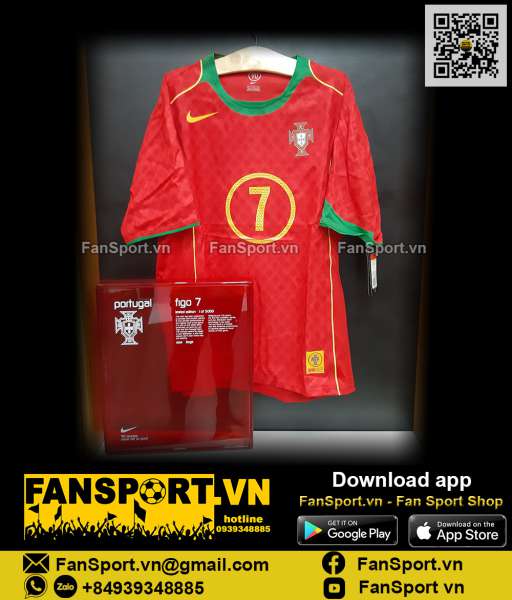 Box áo Figo Portugal 2004 2005 2006 T90 home shirt jersey 117598 Nike