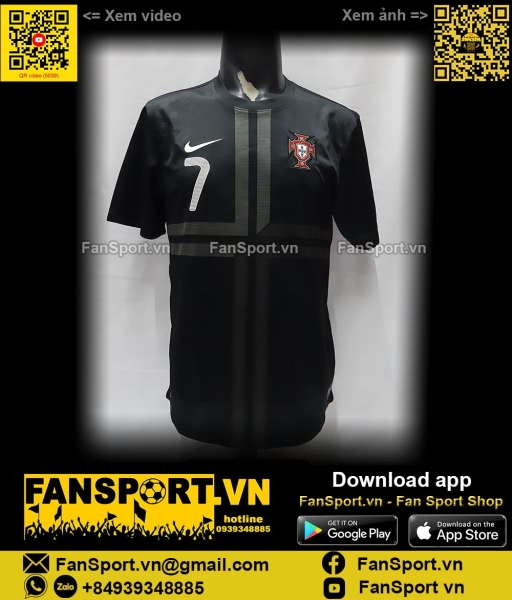 Áo Ronaldo 7 Portugal 2013-2014 third shirt jersey black Nike 447885