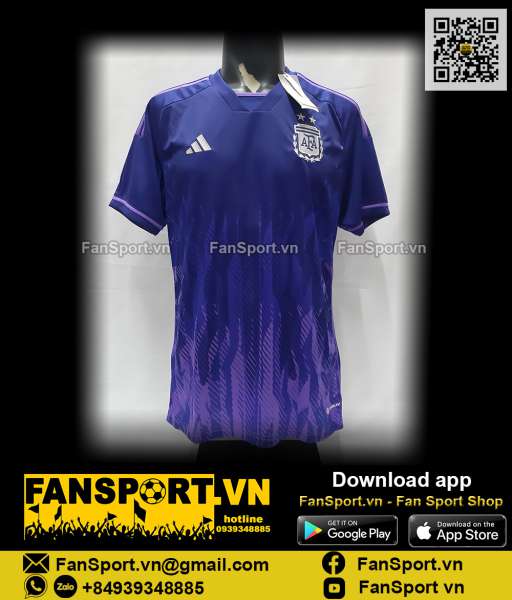 Áo đấu Argentina 2022 2023 away shirt jersey purple HF2159 adidas BNWT