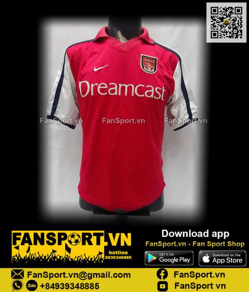 Áo đấu Arsenal 2000 2001 2002 home shirt jersey red Nike