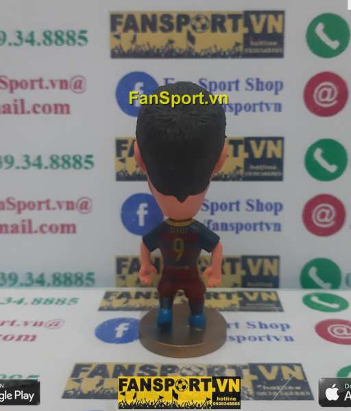 Tượng Luis Suarez 9 Barcelona 2015-2016 home red blue soccerwe