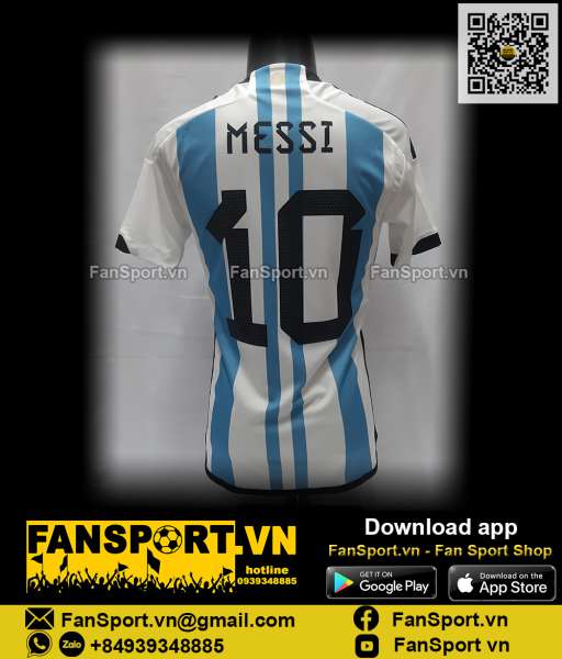 Áo Messi 10 Argentina 2022 2023 home shirt jersey white HF2158 adidas
