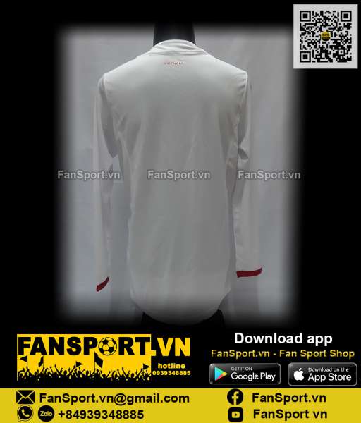 Áo Việt Nam 2015 away trắng shirt jersey Vietnam Grand Sport tay dài
