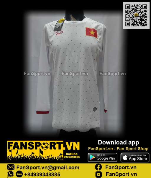 Áo Việt Nam 2015 away trắng shirt jersey Vietnam Grand Sport tay dài