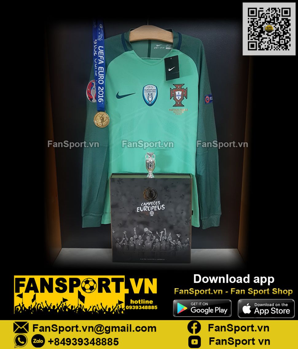 Box áo Portugal Euro 2016 champions away shirt long authentic 729617