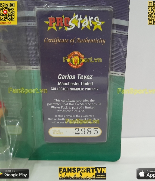 Tượng Tevez Manchester United 2007 2008 2009 home corinthian PRO1717