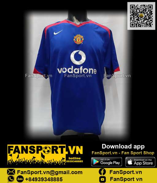 Áo đấu Manchester United 2005-2006 away shirt jersey blue 196447 Nike