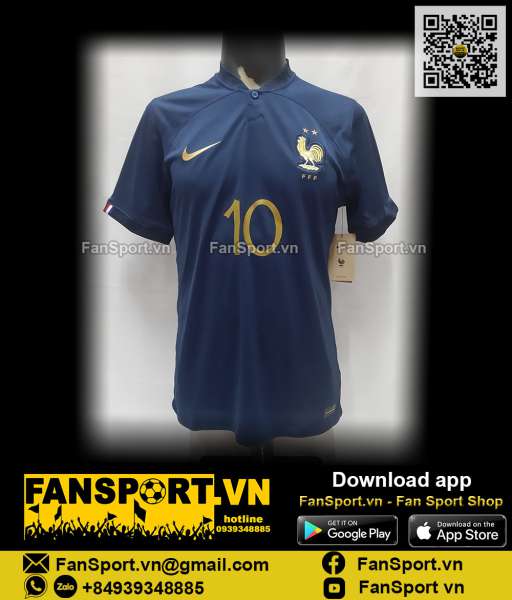 Áo Mbappe 10 Pháp France 2022 2023 home shirt jersey Nike DN0690 BNWT