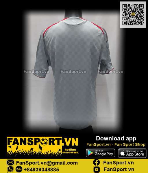 Áo đấu Liverpool 2008 2009 away shirt jersey grey Adidas 313197 L