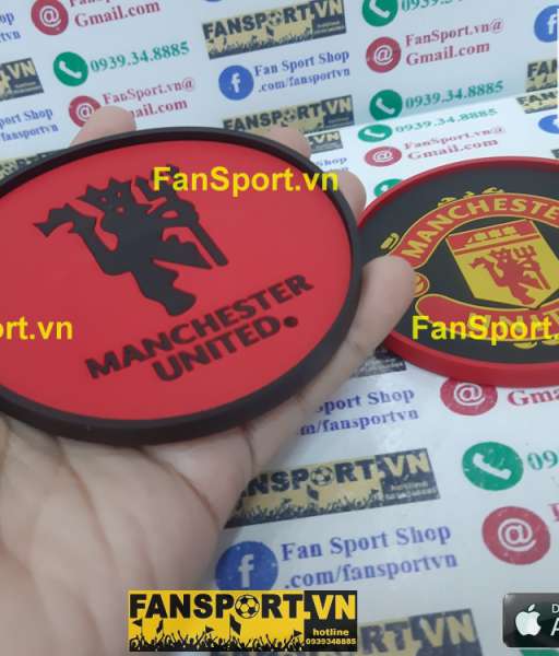 2 miếng lót ly Manchester United đỏ logo coasters