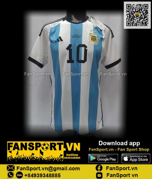 Áo Messi 10 Argentina World Cup Final 2022 home shirt jersey HF2158