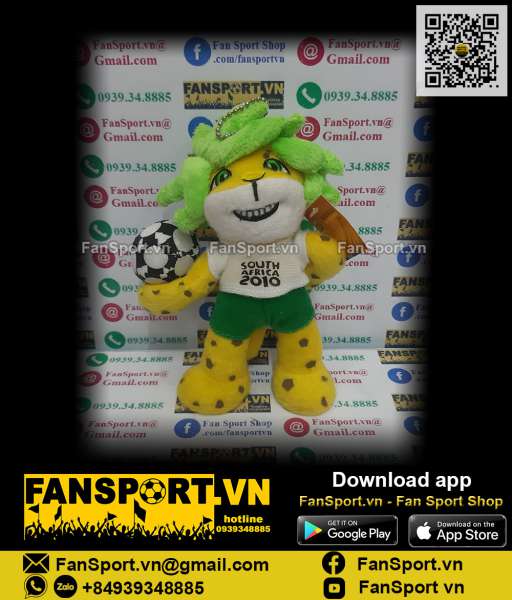 Thú bông móc khóa Zakumi World Cup 2010 South Africa mascot 15cm