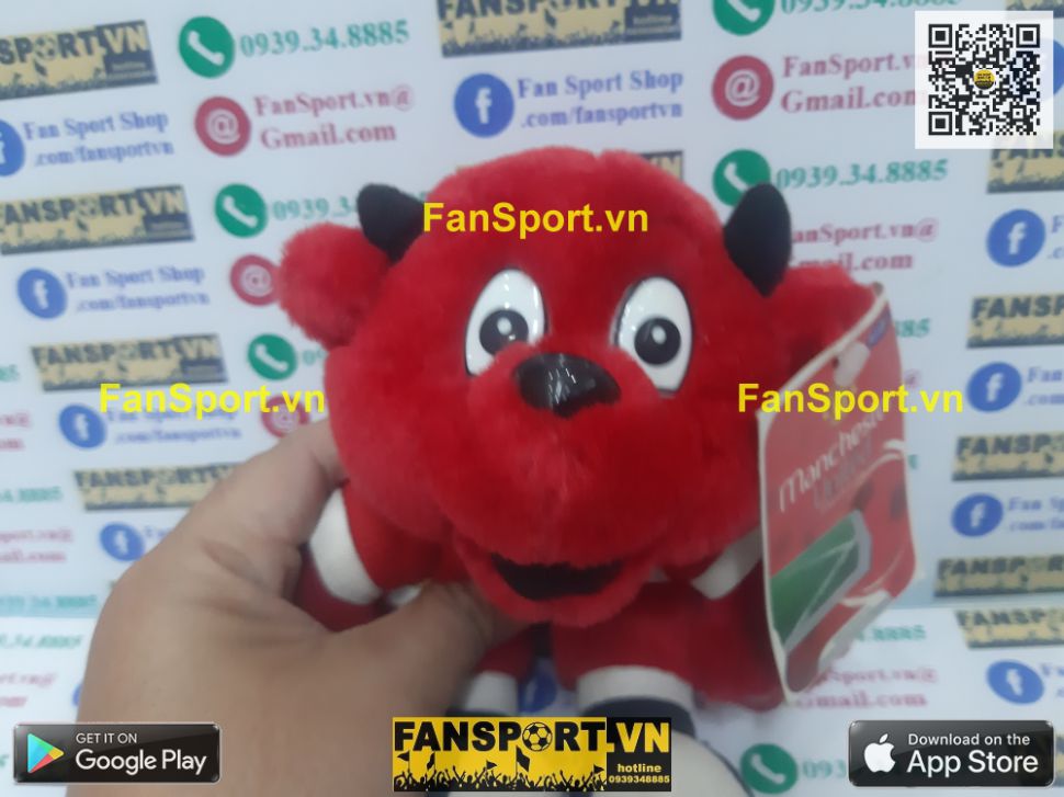 Thú bông 20cm Fred the Red mascot Manchester United red Vodafone BNWT