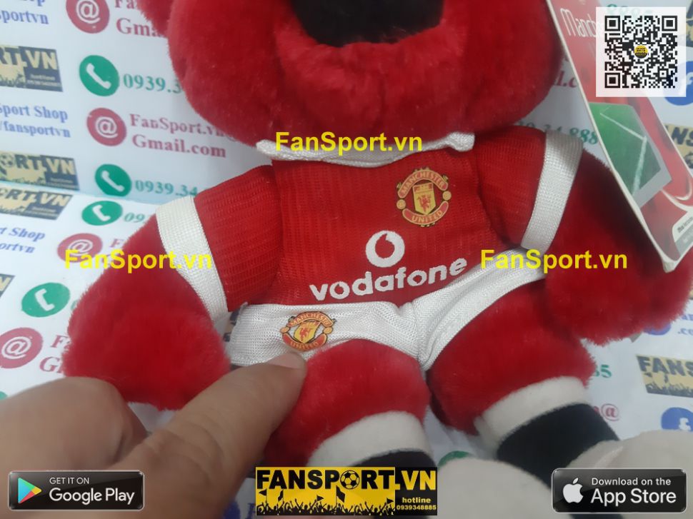 Thú bông 20cm Fred the Red mascot Manchester United red Vodafone BNWT