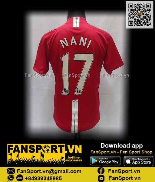Áo đấu Nani 17 Manchester Unied 2007 2008 2009 shirt jersey 237924 red