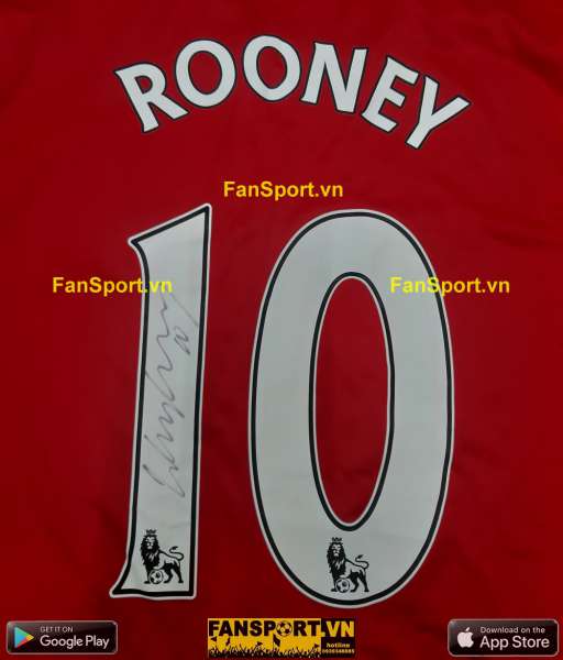 Box áo chữ ký Rooney Manchester United 2015-2016 home shirt jersey COA