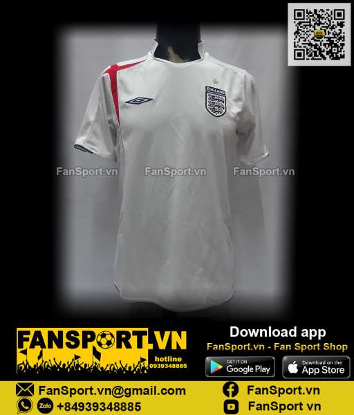 Áo đấu England 2005-2006-2007 home white shirt jersey white M Umbro