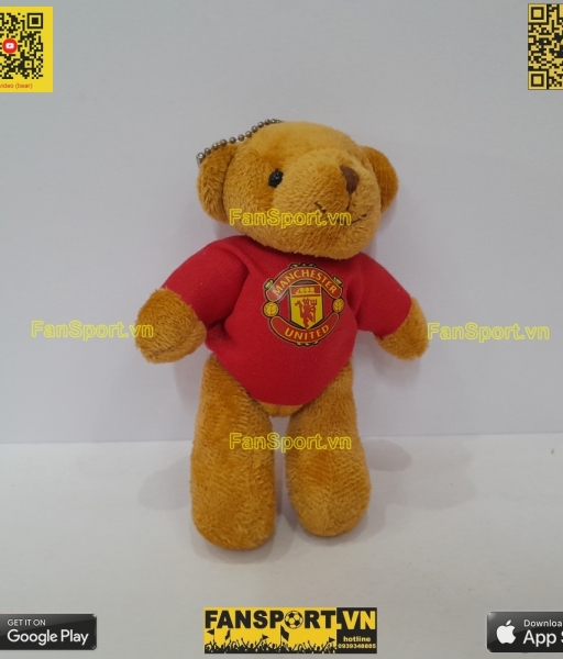 Móc khóa thú bông gấu mascot Manchester United bear red 15cm key