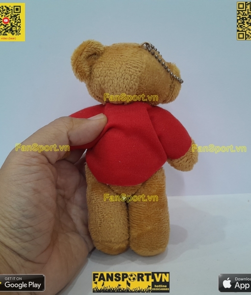 Móc khóa thú bông gấu mascot Manchester United bear red 15cm key