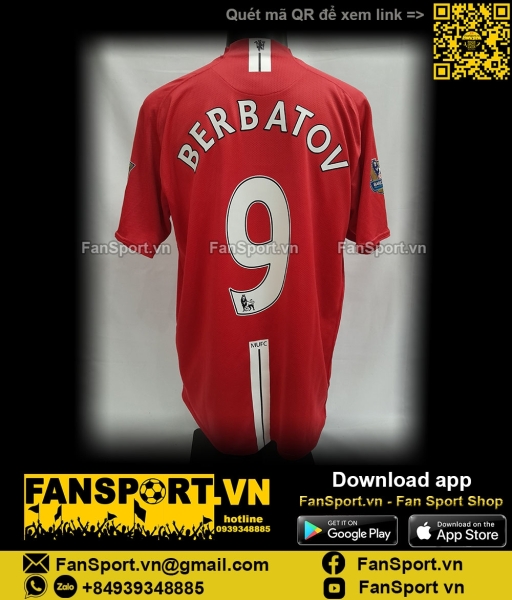 Áo Berbatov Manchester United 2007-2008-2009 home shirt jersey 237924