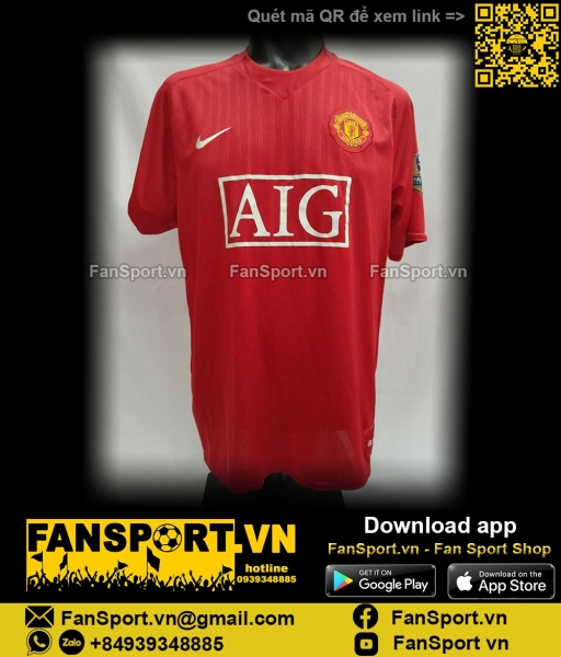 Áo Berbatov Manchester United 2007-2008-2009 home shirt jersey 237924