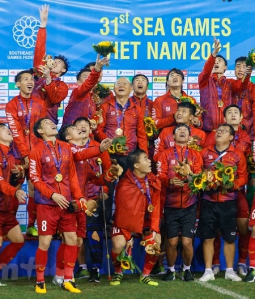 Ball chữ ký tuyển Việt Nam chung kết Sea Games 31th 2022 bóng Động Lực