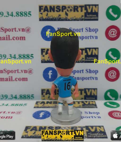 Tượng Sergio Aguero 16 Manchester City 2013 2014 home blue kodoto
