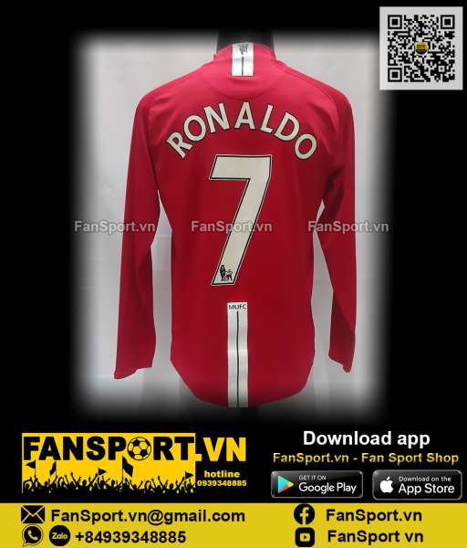 Áo Ronaldo Manchester United 2007 2008 2009 home shirt jersey 237925