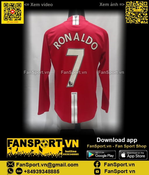 Áo Ronaldo Manchester United 2007 2008 2009 home shirt  jersey 237925