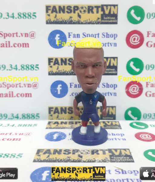 Tuợng Paul Pogba 6 France 2016 2017 2018 home blue soccerwe
