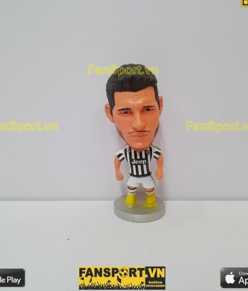 Tượng Alvaro Morata 9 Juventus 2015 2016 home white black soccerwe