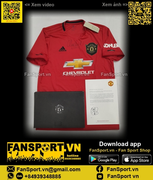 Box áo đấu chữ ký Vidic Manchester United 2019 2020 home shirt jersey