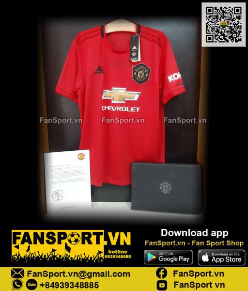 Box áo đấu chữ ký Vidic Manchester United 2019 2020 home shirt jersey