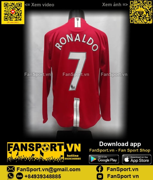Áo Ronaldo Manchester United 2007 2008 2009 home shirt  jersey 237925