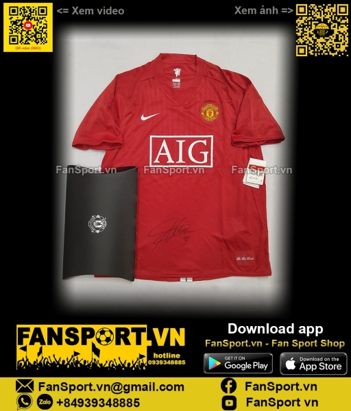 Box áo chữ ký Evra Manchester Unied 2007 2008 2009 shirt jersey 237924