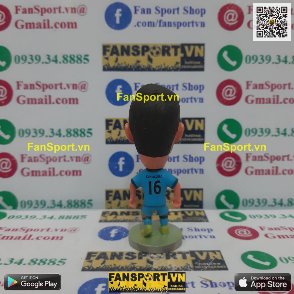 Tượng Sergio Aguero 16 Manchester City 2014 2015 home blue kodoto