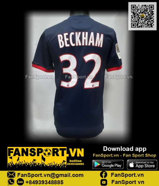 Áo đấu Beckham 32 PSG 2013-2014 home shirt jersey blue 544424 Nike