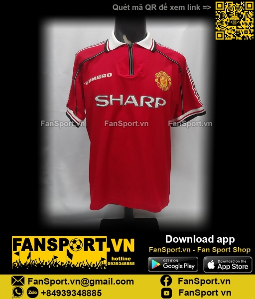 Áo đấu Manchester United 1998-1999-2000 home shirt jersey red Umbro