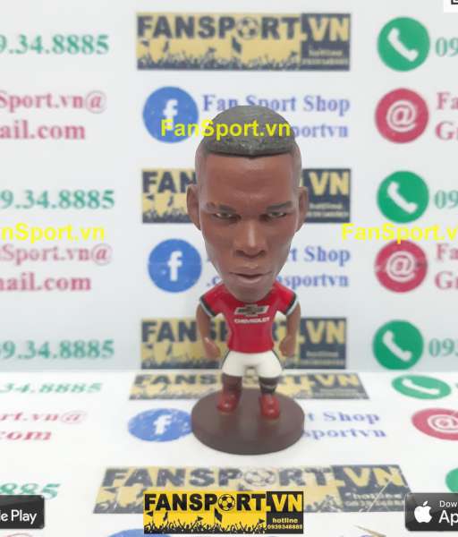 Tuợng Paul Pogba 6 Manchester United 2017-2018 home red soccerwe