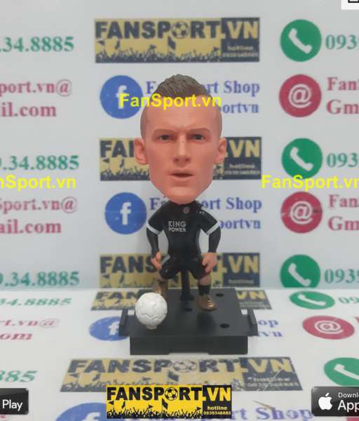 Tượng Jamie Vardy 9 Leicester City 2015 2016 away black soccerwe plus
