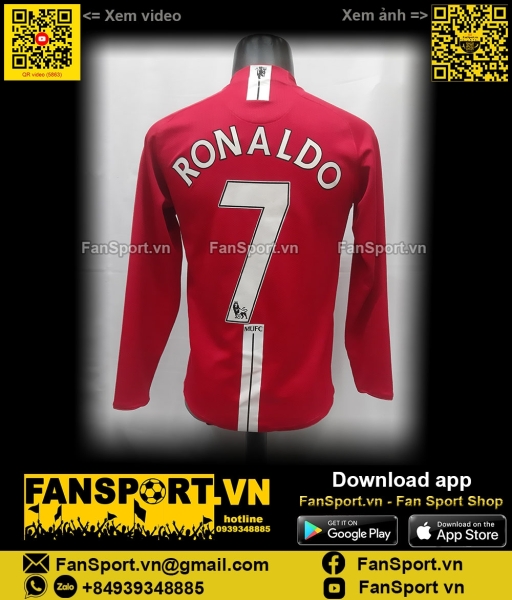Áo Ronaldo Manchester United 2007 2008 2009 home shirt  jersey 237925