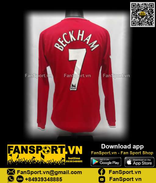 Áo Beckham 7 Manchester United 2000 2001 2002 home shirt jersey long