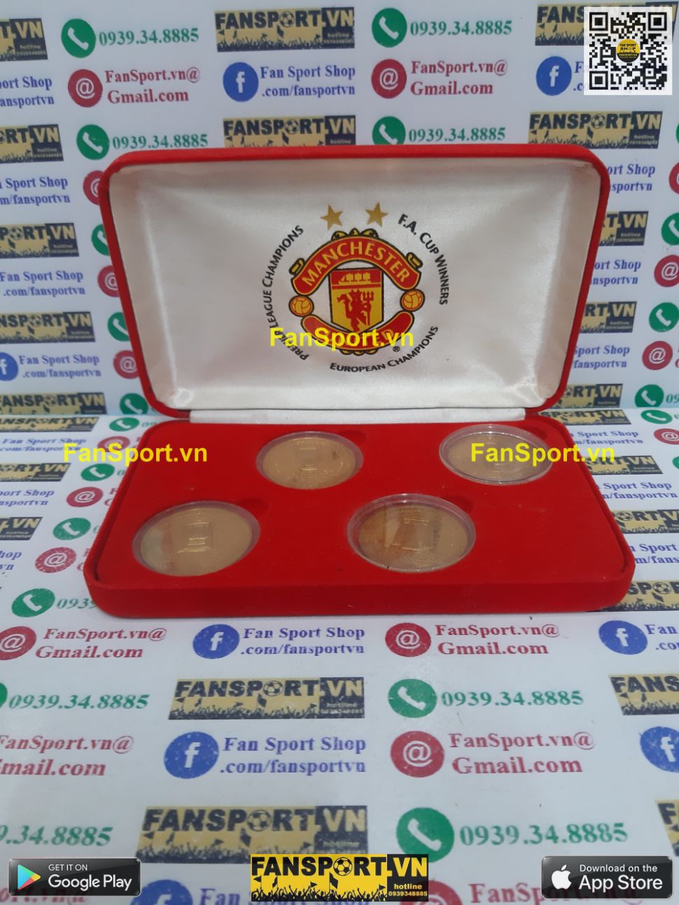 Bộ đồng xu kỉ niệm Manchester United Treble 1998-1999 medal limited